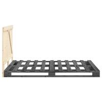 Bedframe met hoofdbord massief grenenhout grijs 140x200 cm - thumbnail