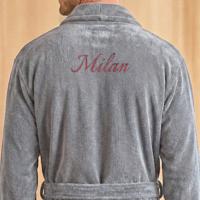 Heren badjas borduren - Grijs - L/XL - thumbnail