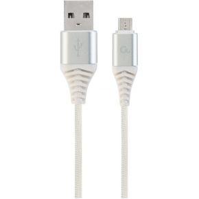 Cablexpert CC-USB2B-AMMBM-2M-BW2 USB-kabel, USB 2.0, USB A, Micro-USB B, wit