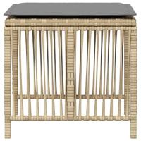 Tuinkrukken 4 st kussens 41x41x36 cm poly rattan gemengd beige - thumbnail