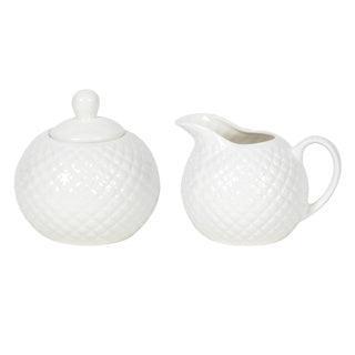 Melkkan & suikerpot porselein wit