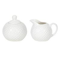 Melkkan & suikerpot porselein wit - thumbnail