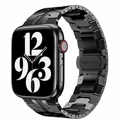 By Qubix - Stalen schakelband - Zwart - Compatible met Apple watch 38mm / 40mm / 41mm / 42mm - Compatible Apple watch bandjes