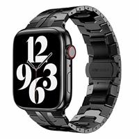 By Qubix - Stalen schakelband - Zwart - Compatible met Apple watch 38mm / 40mm / 41mm / 42mm - Compatible Apple watch bandjes - thumbnail