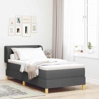 Boxspringbed met matras stof donkergrijs 100x200 cm - thumbnail