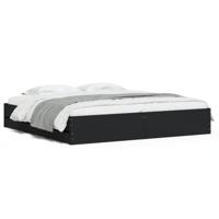 Bedframe met lades bewerkt hout zwart 180x200 cm - thumbnail