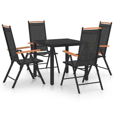 5-delige Tuinset aluminium zwart
