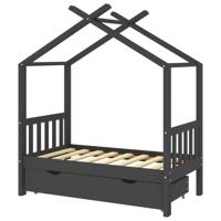 Kinderbedframe met lade grenenhout donkergrijs 70x140 cm - thumbnail