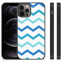iPhone 12 Pro Max Bumper Case Zigzag Blauw - thumbnail
