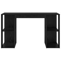 Bureau met Opslag Zwart Eiken 130 x 50,5 x 75 cm Bewerkt hout - thumbnail