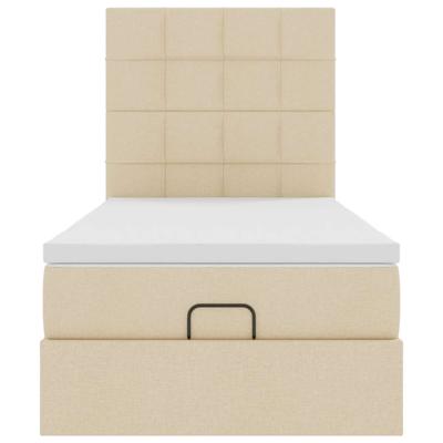 Ottoman bed met matras en LED's 100x200cm stof crèmekleurig