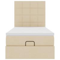 Ottoman bed met matras en LED's 100x200cm stof crèmekleurig - thumbnail