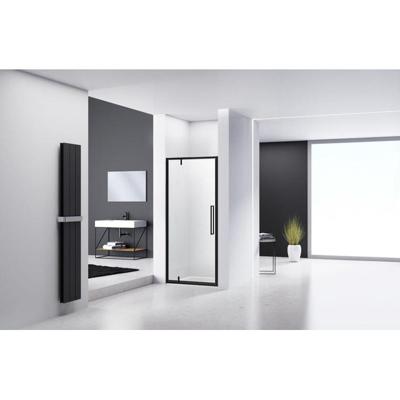 Van Rijn Products ST04 Nisdeur - 90x200cm - helder glas - dikte 6mm - zwart ST0410090KP