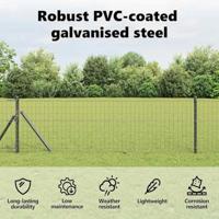 VidaXL Euro hek grijs 0.6 x 10 m pvc-gecoat ijzer - thumbnail