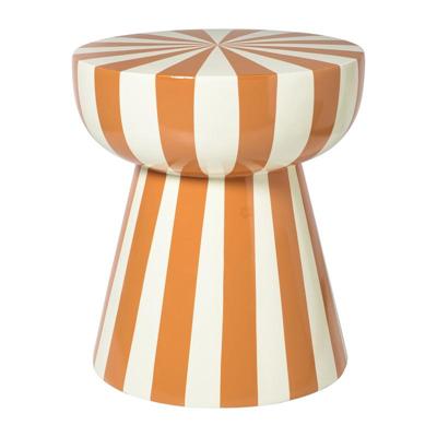 Bijzettafel stripes - beige/oranje - ø40x45 cm