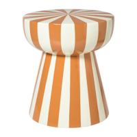 Bijzettafel stripes - beige/oranje - ø40x45 cm - thumbnail