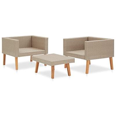 3-delige Loungeset met kussens poly rattan beige 3-delige Loungeset met kussens poly rattan beige