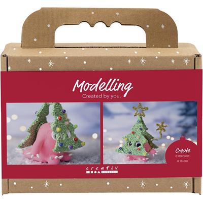 Creativ Company Mini hobbyset boetseren, kerstboommonster, diverse kleuren, 1 doos Creativ Company Mini hobbyset boetseren, kerstboommonster, diverse kleuren, 1 doos