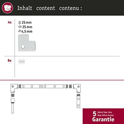 Paulmann 70616 90° hoekverbinder Kunststof (l x b x h) 2.5 x 2.5 x 0.45 cm 4 stuk(s) Paulmann 70616 90° hoekverbinder Kunststof (l x b x h) 2.5 x 2.5 x 0.45 cm 4 stuk(s)