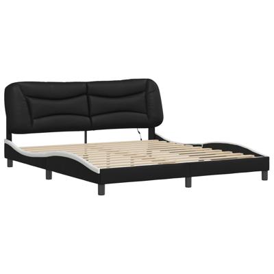 Bedframe met LED-verlichting kunstleer zwart en wit 180x200 cm