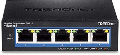 TRENDnet, TEG-S50ES, 5-poorts gigabit EdgeSmart Switch, desktop switch, wandmontage, compact,