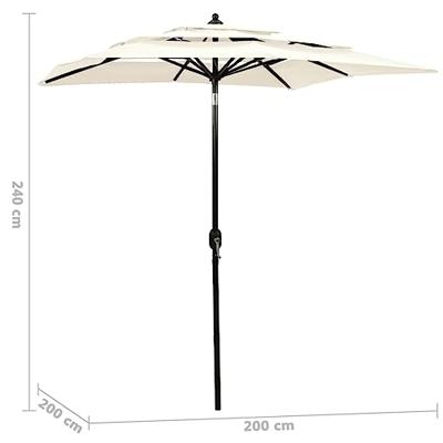 Parasol 3-laags met aluminium paal 2x2 m zandkleurig