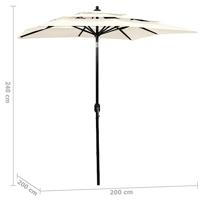 Parasol 3-laags met aluminium paal 2x2 m zandkleurig - thumbnail