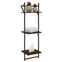 Wandschappen 3-laags met stangen 2 st 30x25x100 cm bruineiken - thumbnail