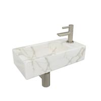 Wiesbaden Mini-Rhea rechts fonteinset 36x18x9cm Carrara marmerlook wit incl. Amador fonteinkraan geborsteld staal 32.5497 - 22.3708 - 32.3537 - 33.4421 - 33.4399 - thumbnail