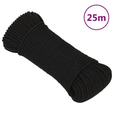 VidaXL Werktouw 3 mm 25 m polyester zwart VidaXL Werktouw 3 mm 25 m polyester zwart