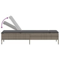 Ligbed met tafel en kussen poly rattan grijs - thumbnail