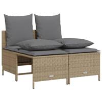 4-delige Loungeset met kussens poly rattan beige - thumbnail