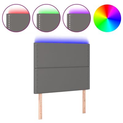 Hoofdbord LED 90x5x78/88 cm kunstleer grijs - thumbnail