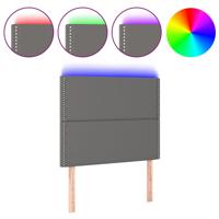 Hoofdbord LED 144x5x78/88 cm kunstleer grijs - thumbnail