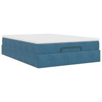 Ottoman bed met matras 140x190cm fluweel donkerblauw - thumbnail