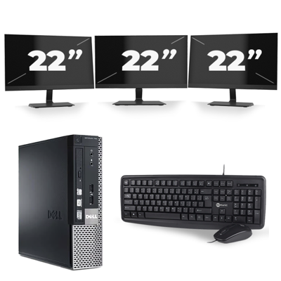 Dell Optiplex 790 USFF - Intel Core i7-2e Generatie - 16GB RAM - 256GB SSD - Windows 10 + 3x 22 inch Monitor