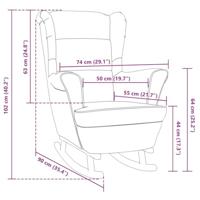 Schommelstoel met massief rubberwood poten fluweel wijnrood - thumbnail