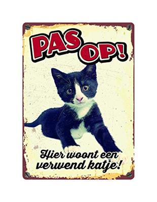 Plenty Gifts waakbord blik verwend katje