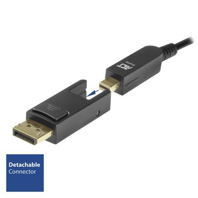 ACT AK4154 8K Hybride DisplayPort 1.4 Active Optical Cable (AOC) | Afneembare Connector | DisplayPort male/DisplayPort male | 30 meter
