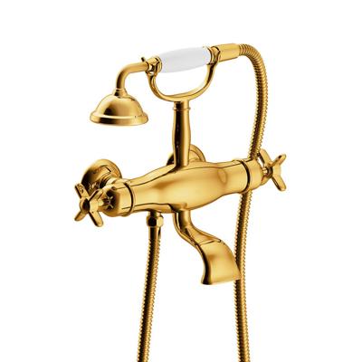 Badkraan Tres Clasic Thermostatisch Incl Handdouche op Houder Goud Tres
