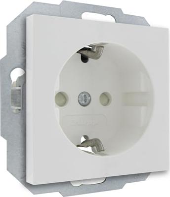 KOPP - Wandcontactdoos - Athenis HK07 - Inbouw - 1-voudig Enkel Stopcontact - Randaarde - Kinderbeveiliging - Helder Glans Wit