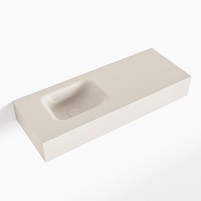 MONDIAZ LEX Linen vrijhangende solid surface wastafel 80cm. Positie wasbak links