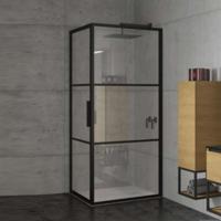 Douchecabine Riho Grid met Klapdeur 80x80 cm 6 mm Helderglas Zwarte Profielen Riho - thumbnail