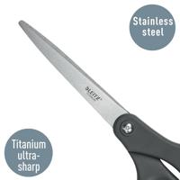 Leitz schaar, ft 20,5 cm, rechts en links, scherpe punt, titanium, grijs, blister van 1 stuk - thumbnail