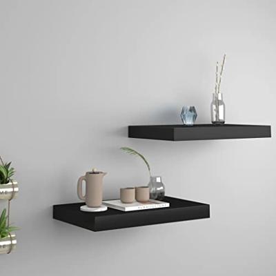 VidaXL Wandschappen zwevend 2 st 40x23,5x3,8 cm mdf zwart VidaXL Wandschappen zwevend 2 st 40x23,5x3,8 cm mdf zwart