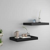VidaXL Wandschappen zwevend 2 st 40x23,5x3,8 cm mdf zwart - thumbnail