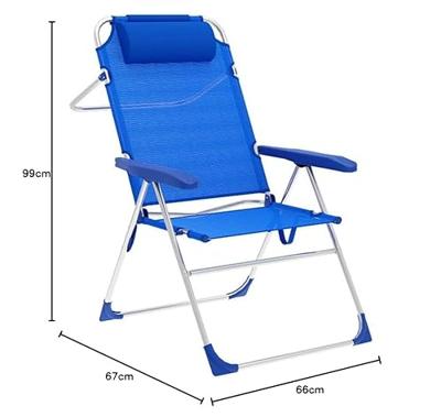 Marbueno Vouwstoel 5 Standen Aluminium met Blauw Kussen Strand en Zwembad 67X66X99 cm 10247