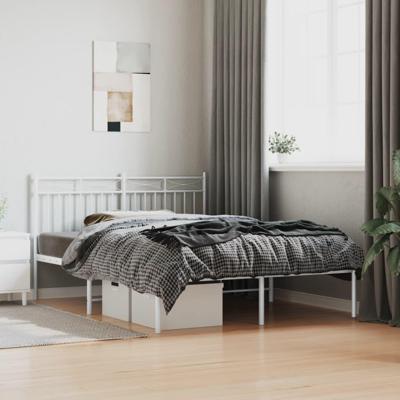Bedframe met hoofdbord metaal wit 140x200 cm Bedframe met hoofdbord metaal wit 140x200 cm