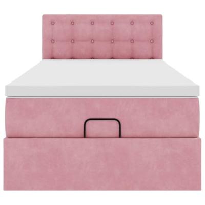 Ottoman bed met matras en LED's 90x190cm fluweel roze