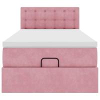 Ottoman bed met matras en LED's 90x190cm fluweel roze - thumbnail